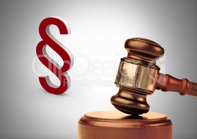 3D Section symbol icon and justice gavel