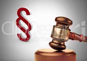 3D Section symbol icon and justice gavel