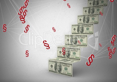 3D Section Symbol icons with money notes steps