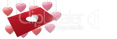 Valentines love letter and love hearts background