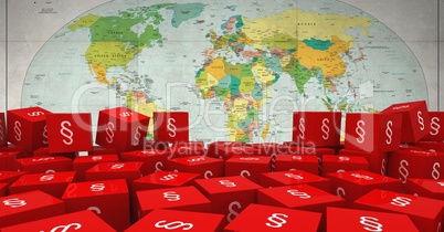 3D Section Symbol icons with world map