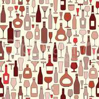 Wine bottle and wine glass seamless pattern. Drink wine party  b