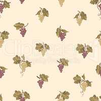 Grape seamless pattern. Wine yard natural fruit ornament. Food b