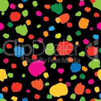 Abstract seamless pattern with hand drawn blots and dots.