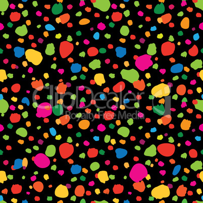 Abstract seamless pattern with hand drawn blots and dots.