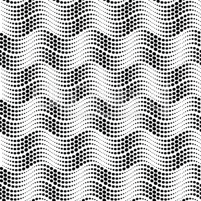 Abstract geometric seamless pattern with wavy dot lines. Ornamen