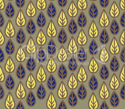 Abstract floral seamless pattern with ornamental leaves. Leaf wh