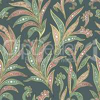 Floral leaf seamless pattern. Branch with leaves ornament. Arabi