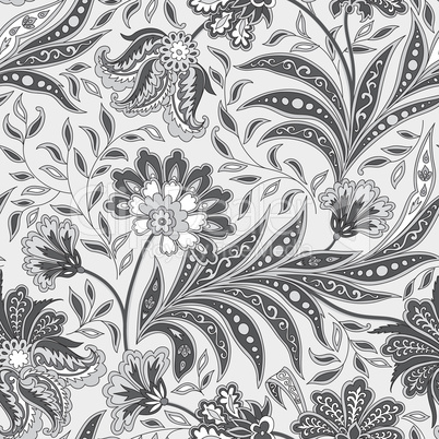 Floral seamless pattern. Flourish oriental ethnic background. Or