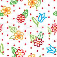 Floral seamless pattern with flowers and leaves.Ornamental backg