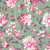 Floral seamless pattern. Flower rose chinese background. Flouris