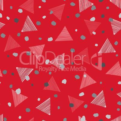 Abstract geometric seamless pattern with dots and triangles. Ornamental white