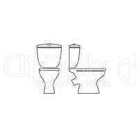 Toilet room furniture sign set. Bathroom interior object view. T