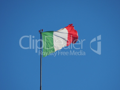 Italian Flag of Italy over blue sky