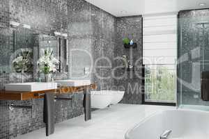 3d render of a modern bathroom.