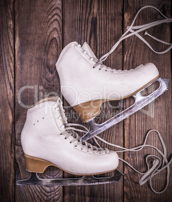 female white leather skates for figure skating