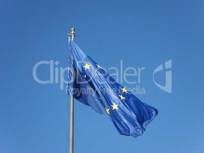 flag of the European Union (EU) over blue sky