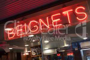 Beignets Neon Sign in New Orleans, Louisiana Bakery