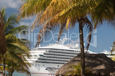Cruise Ships Docked at Tropical Port of Call