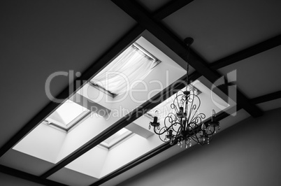skylights in the roof of the house