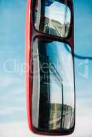 rear-view mirror in the bus