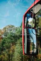 rear-view mirror in the bus