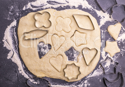 cut out from the dough shape for baking cookies