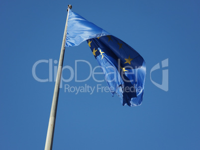 flag of the European Union (EU) over blue sky