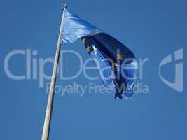 flag of the European Union (EU) over blue sky