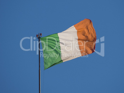 Irish Flag of Ireland over blue sky