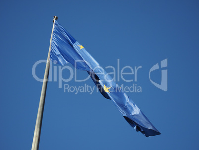 flag of the European Union (EU) over blue sky