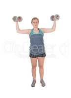 Young woman lifting two dumbbell's