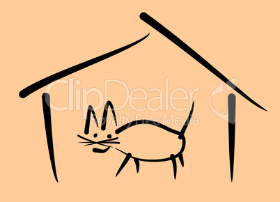 minimal house cat drawing