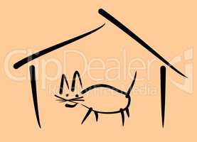 minimal house cat drawing
