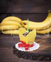 banana cupcake with candles