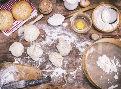 pieces of dough made from wheat flour