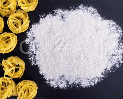raw pasta and white wheat flour