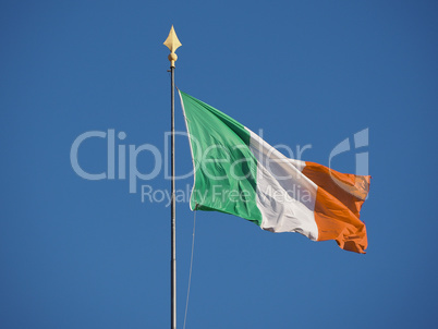 Irish Flag of Ireland over blue sky