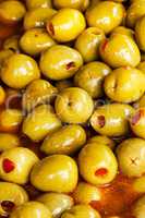 Marinated olives background.