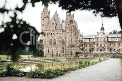 old Polish castle in the village of moszna