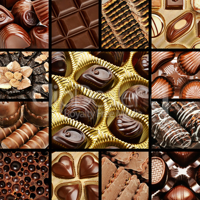 collage of chocolates and biscuits.