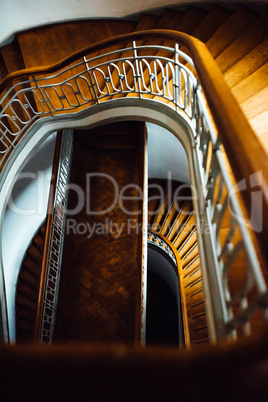 old vintage semicircular staircase