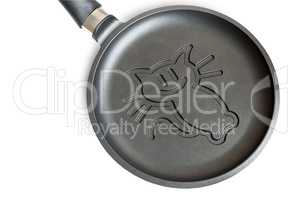 A cast-iron skillet with ceramic coating on a white background.