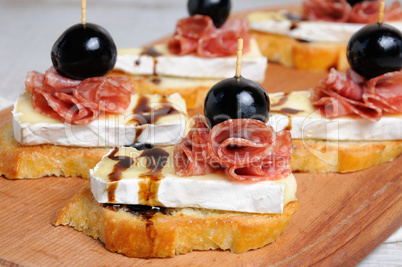 Snack with   Cheese Brie  and salami