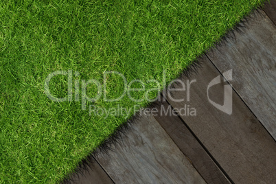 Composite image of green grass and white