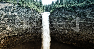 Waterfall and forest and stone