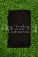 Black square inside green grass