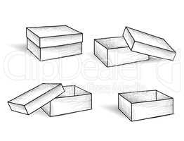 Box set. Package engraved doodle line collection. Box Retro Web