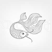 Fish isolated. Hand drawn doodle line decorative marine life bac