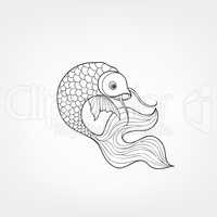 Fish isolated. Hand drawn doodle line decorative marine life bac